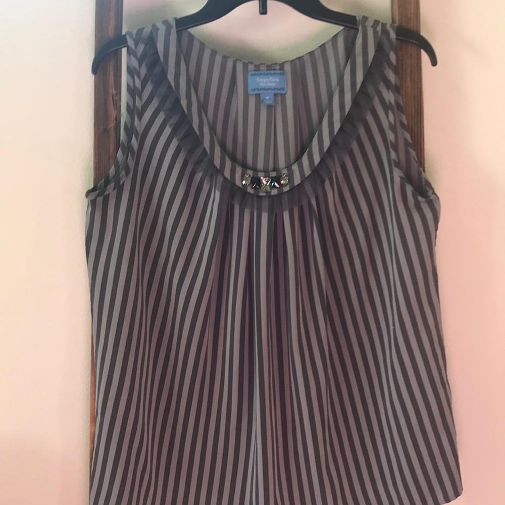 Pretty Gray Stripe Vera Wang Blouse